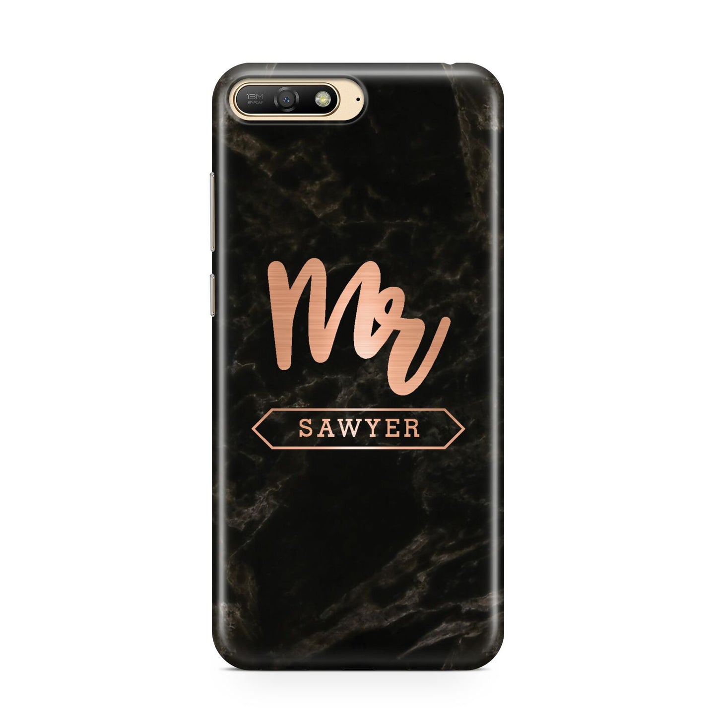Personalised Rose Gold Mr Surname Marble Huawei Y6 2018