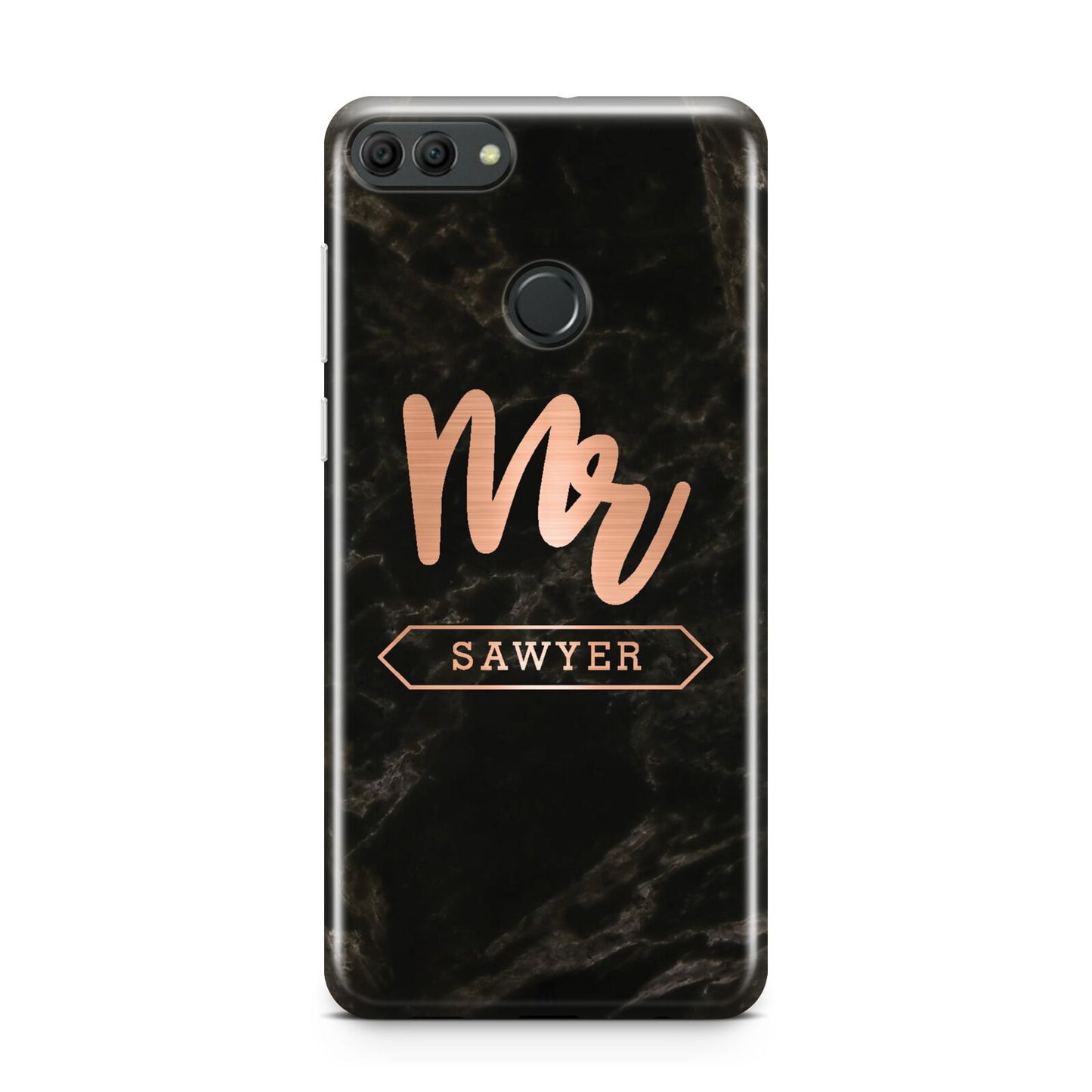 Personalised Rose Gold Mr Surname Marble Huawei Y9 2018
