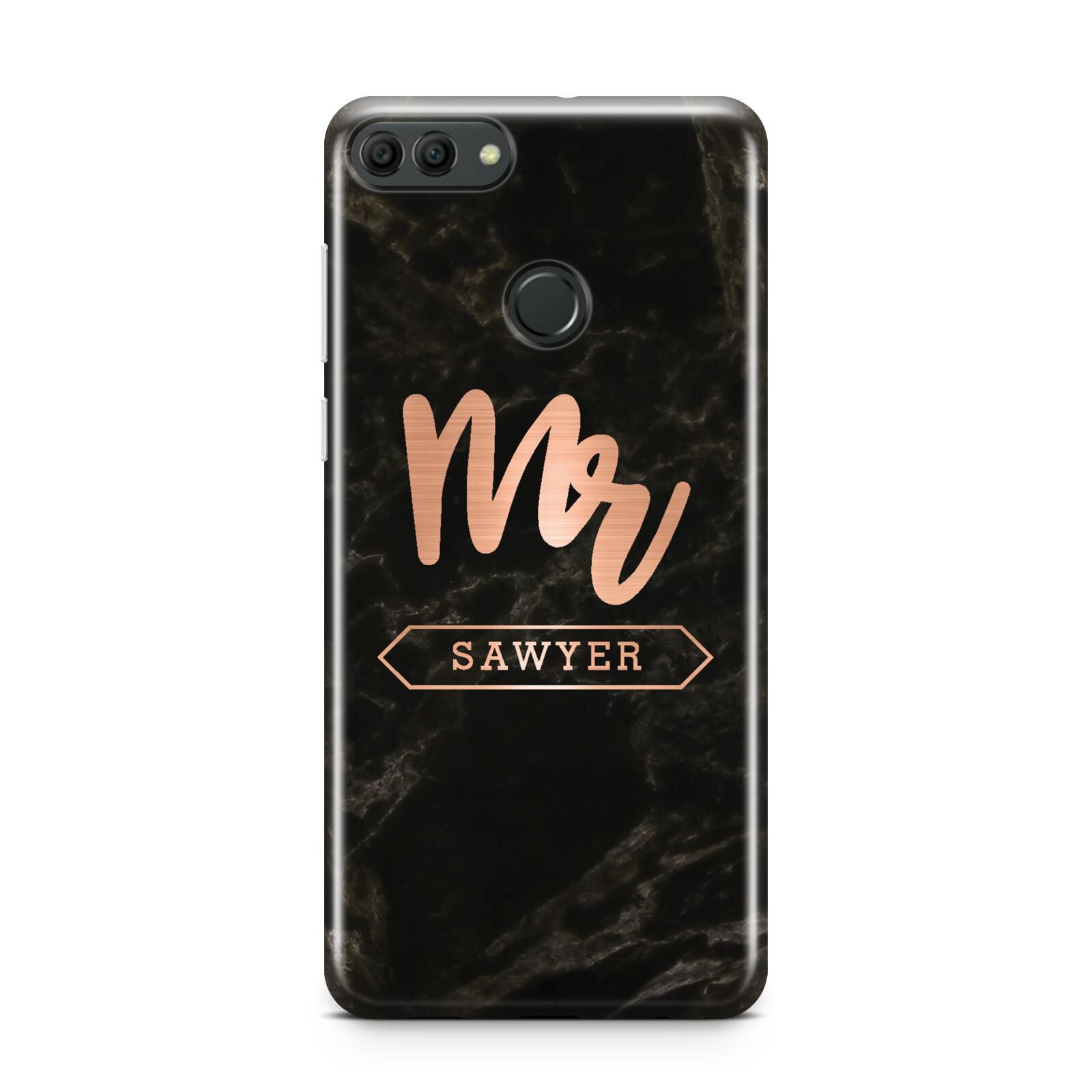 Personalised Rose Gold Mr Surname Marble Huawei Y9 2018