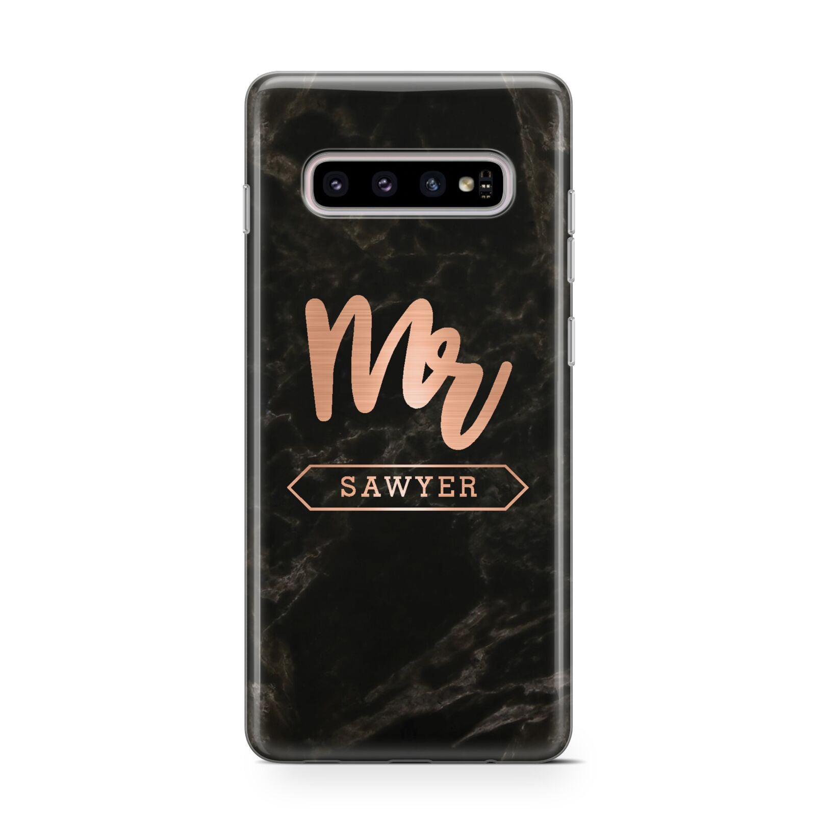 Personalised Rose Gold Mr Surname Marble Protective Samsung Galaxy Case