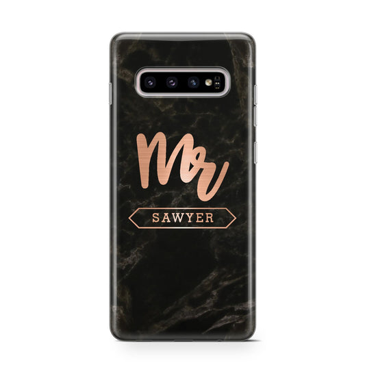 Personalised Rose Gold Mr Surname Marble Protective Samsung Galaxy Case