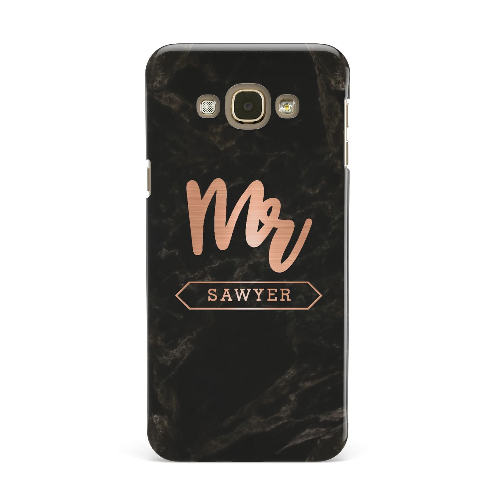 Personalised Rose Gold Mr Surname Marble Samsung Galaxy A8 Case