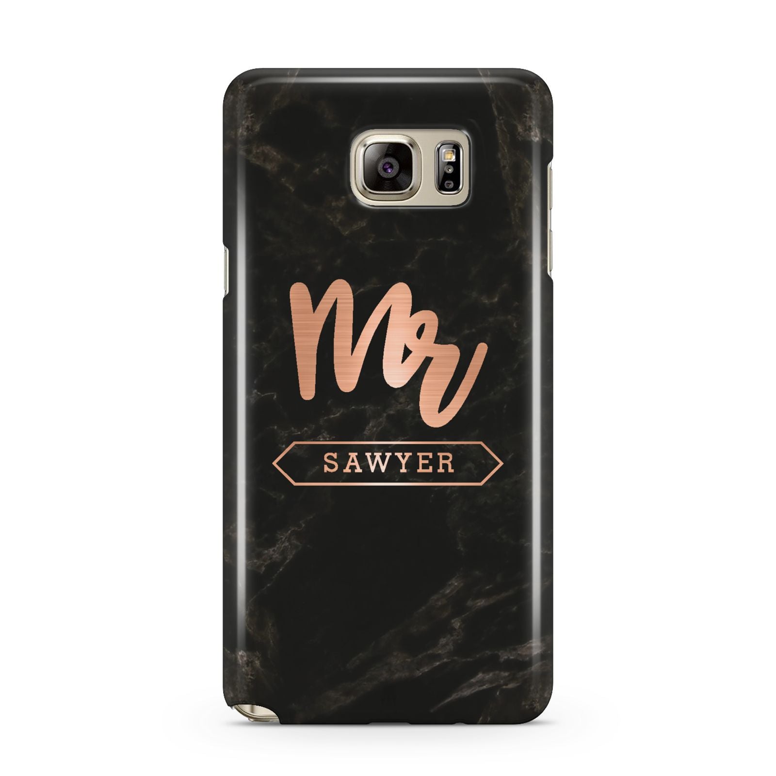 Personalised Rose Gold Mr Surname Marble Samsung Galaxy Note 5 Case