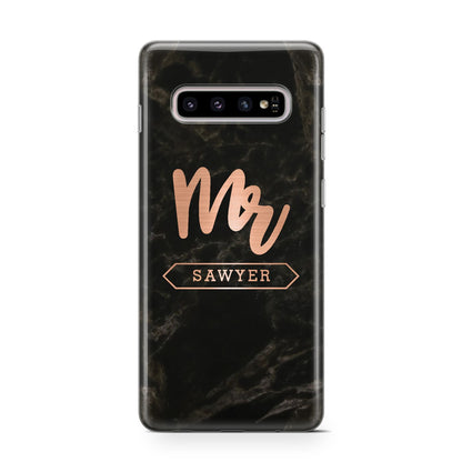 Personalised Rose Gold Mr Surname Marble Samsung Galaxy S10 Case
