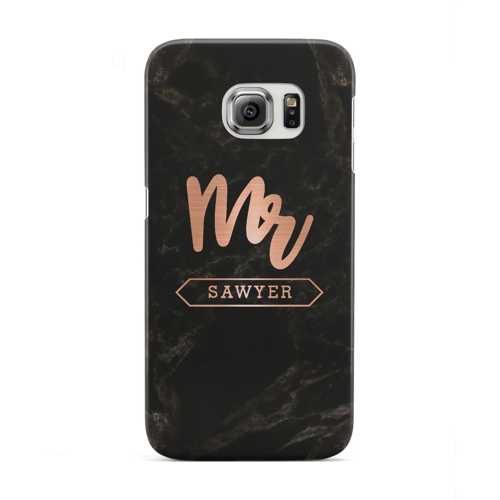 Personalised Rose Gold Mr Surname Marble Samsung Galaxy S6 Edge Case