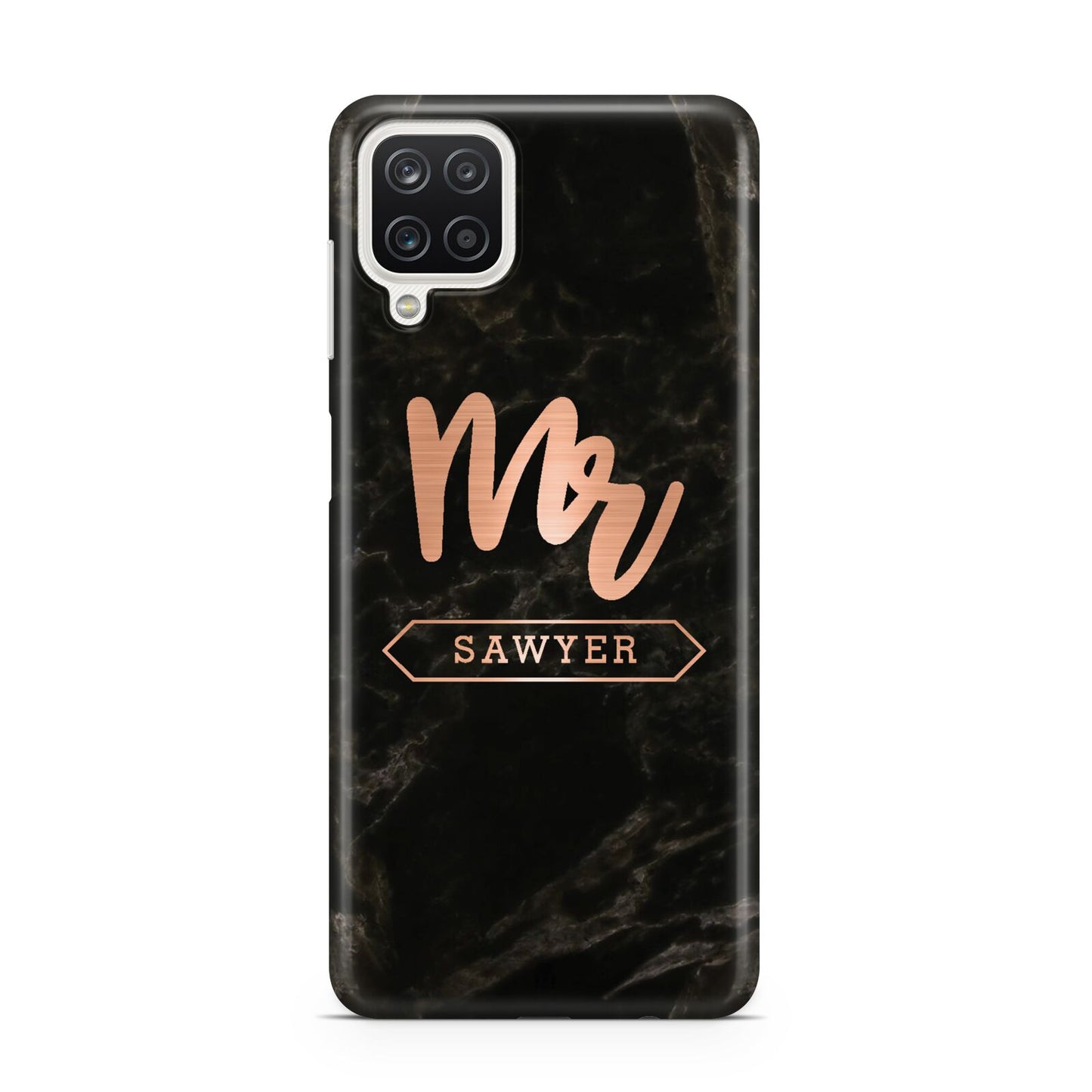Personalised Rose Gold Mr Surname Marble Samsung M12 Case