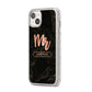 Personalised Rose Gold Mr Surname Marble iPhone 14 Plus Glitter Tough Case Starlight Angled Image