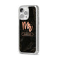 Personalised Rose Gold Mr Surname Marble iPhone 14 Pro Max Glitter Tough Case Silver Angled Image