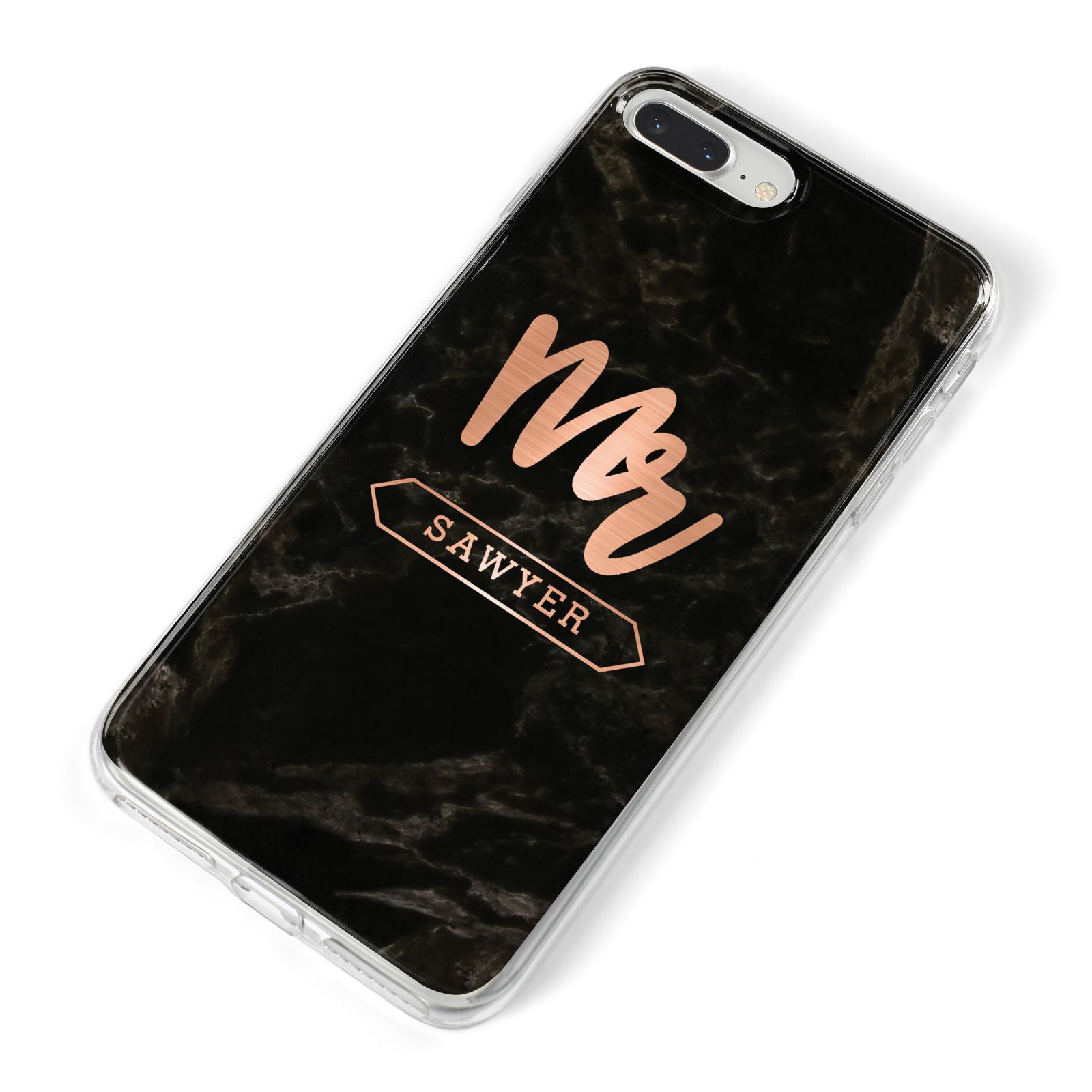 Personalised Rose Gold Mr Surname Marble iPhone 8 Plus Bumper Case on Silver iPhone Alternative Image