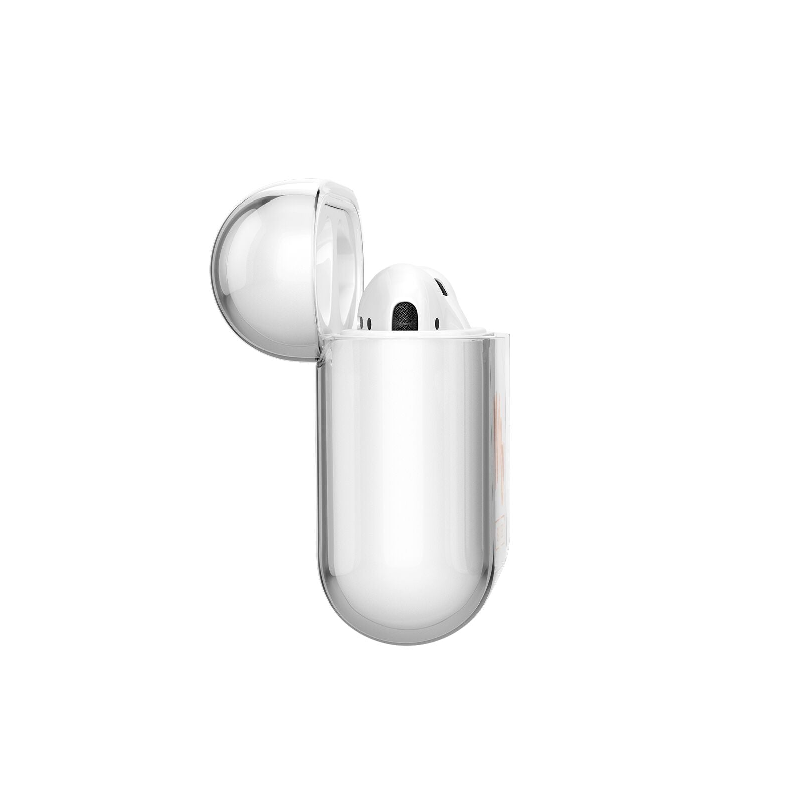 Personalised Rose Gold Mr Surname On Grey AirPods Case Side Angle