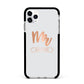 Personalised Rose Gold Mr Surname On Grey Apple iPhone 11 Pro Max in Silver with Black Impact Case