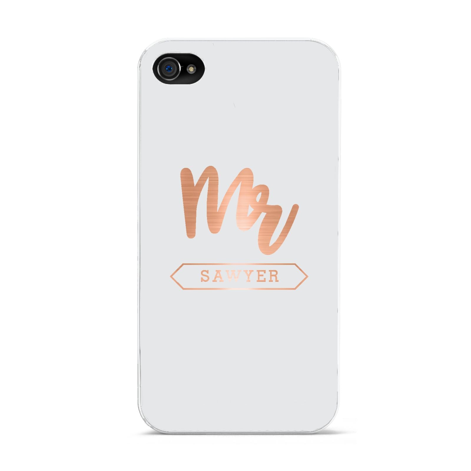 Personalised Rose Gold Mr Surname On Grey Apple iPhone 4s Case