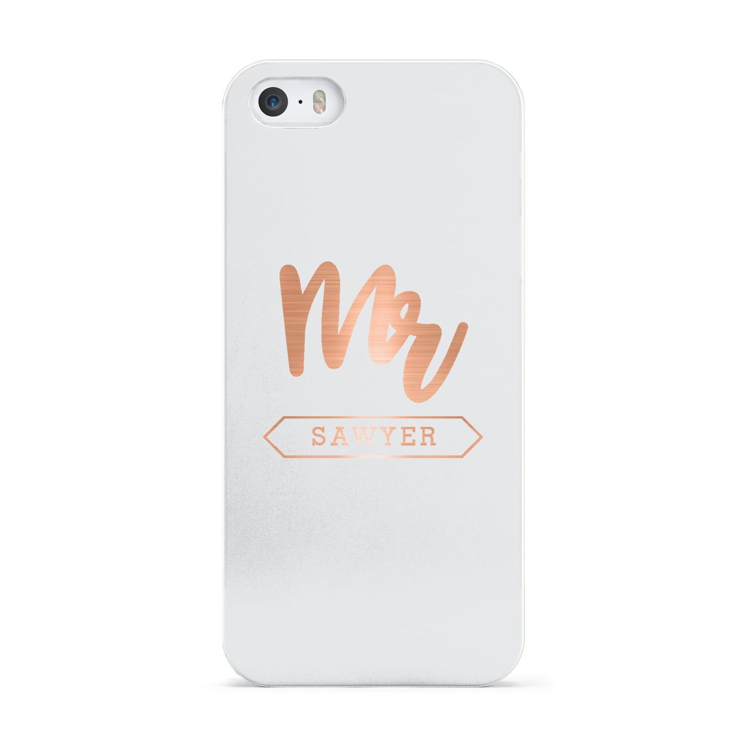 Personalised Rose Gold Mr Surname On Grey Apple iPhone 5 Case