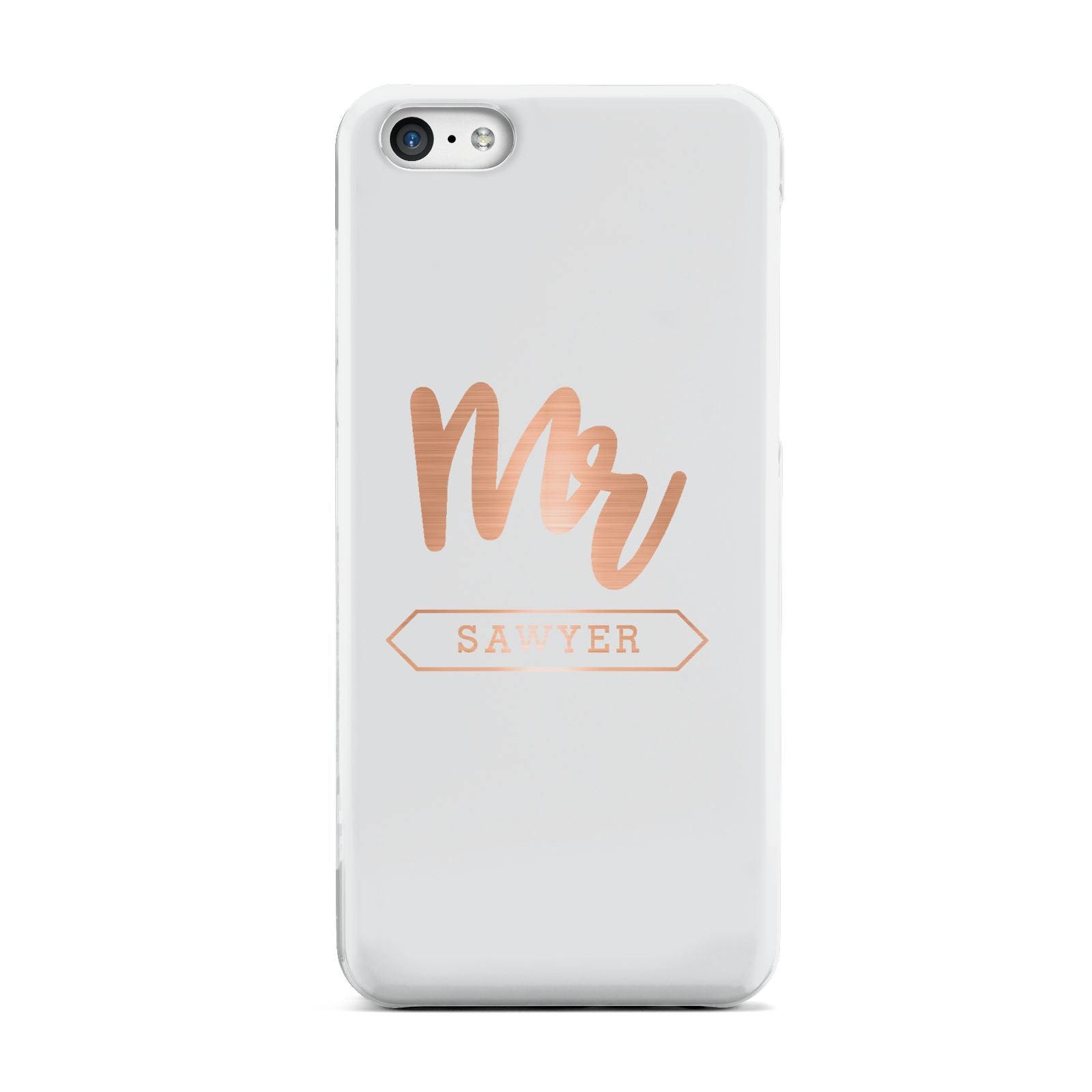 Personalised Rose Gold Mr Surname On Grey Apple iPhone 5c Case