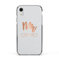 Personalised Rose Gold Mr Surname On Grey Apple iPhone XR Impact Case Black Edge on Silver Phone