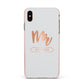 Personalised Rose Gold Mr Surname On Grey Apple iPhone Xs Max Impact Case Pink Edge on Gold Phone