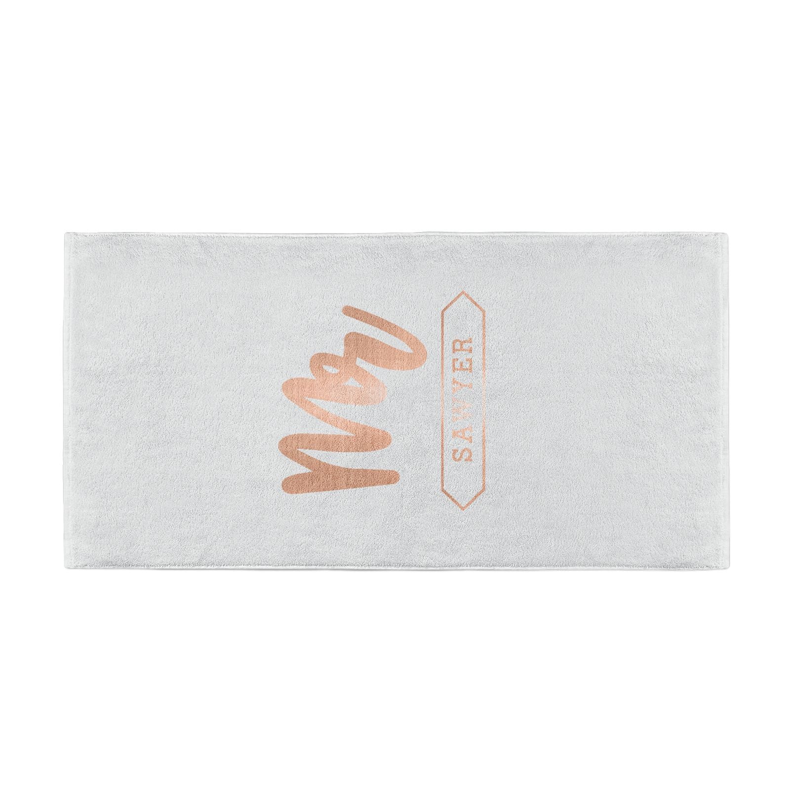 Personalised Rose Gold Mr Surname On Grey Beach Towel Alternative Image