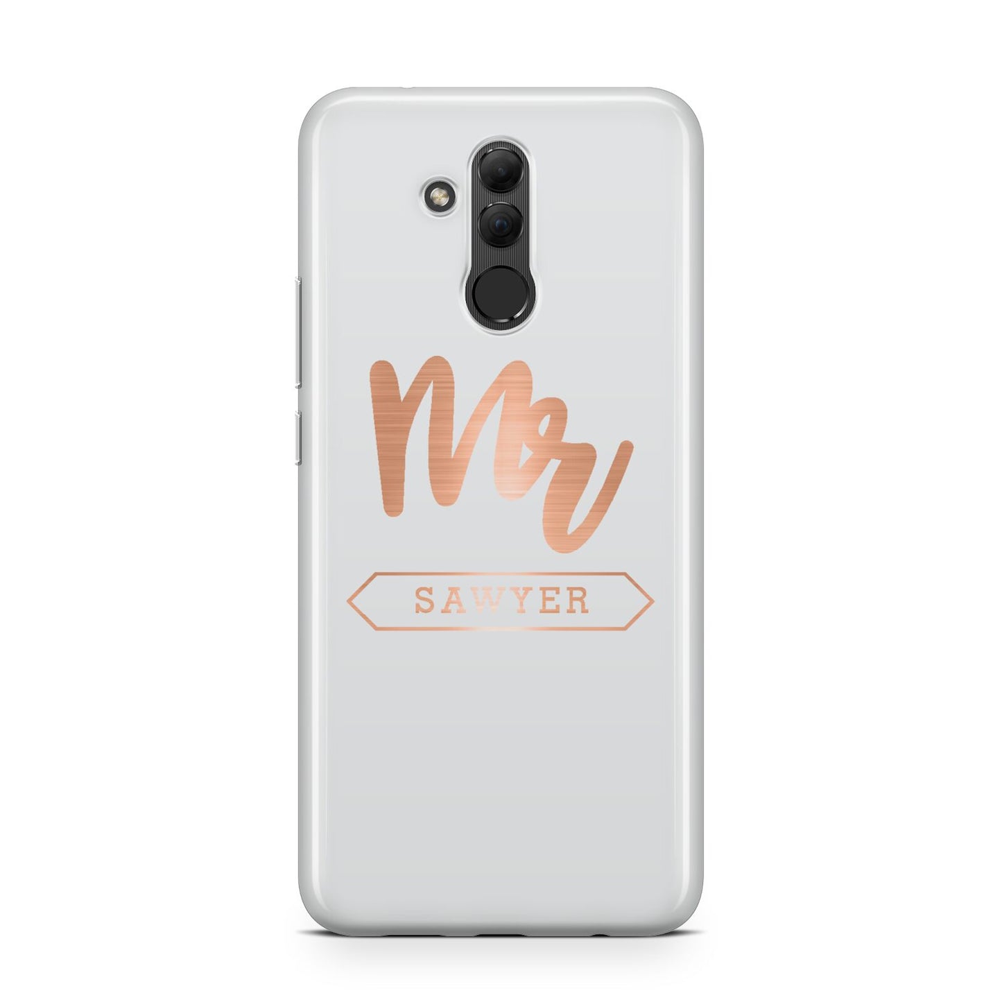 Personalised Rose Gold Mr Surname On Grey Huawei Mate 20 Lite