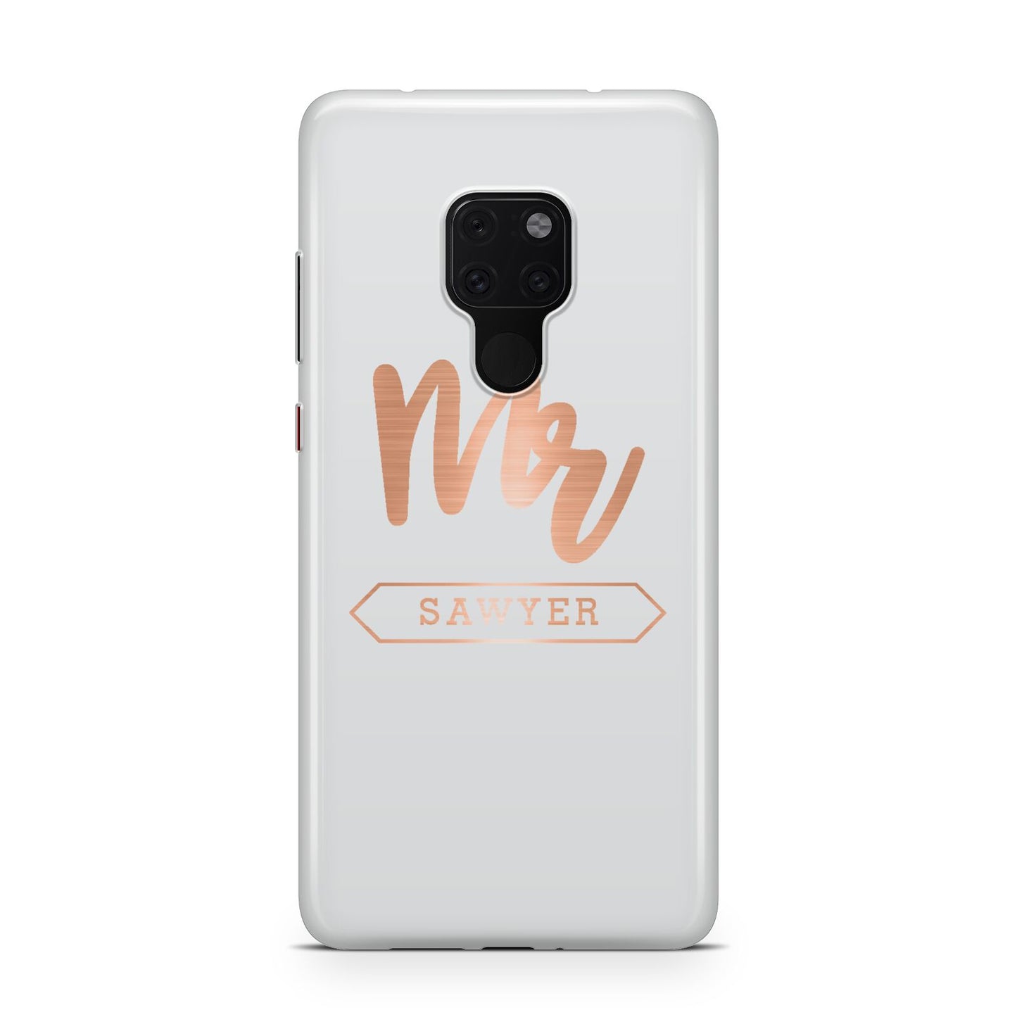 Personalised Rose Gold Mr Surname On Grey Huawei Mate 20 Phone Case