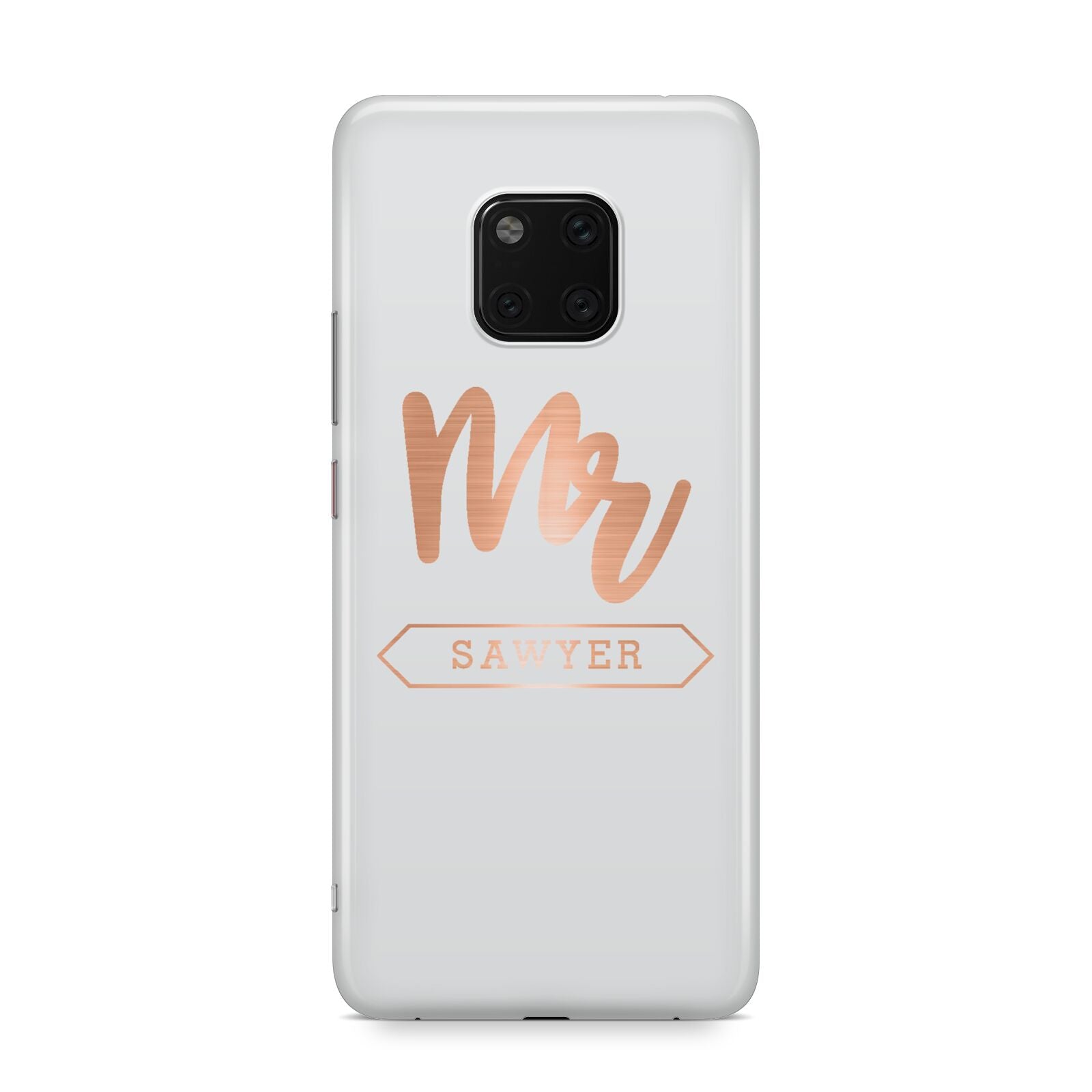 Personalised Rose Gold Mr Surname On Grey Huawei Mate 20 Pro Phone Case