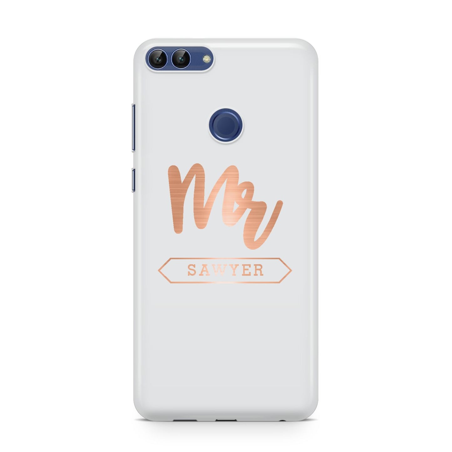 Personalised Rose Gold Mr Surname On Grey Huawei P Smart Case