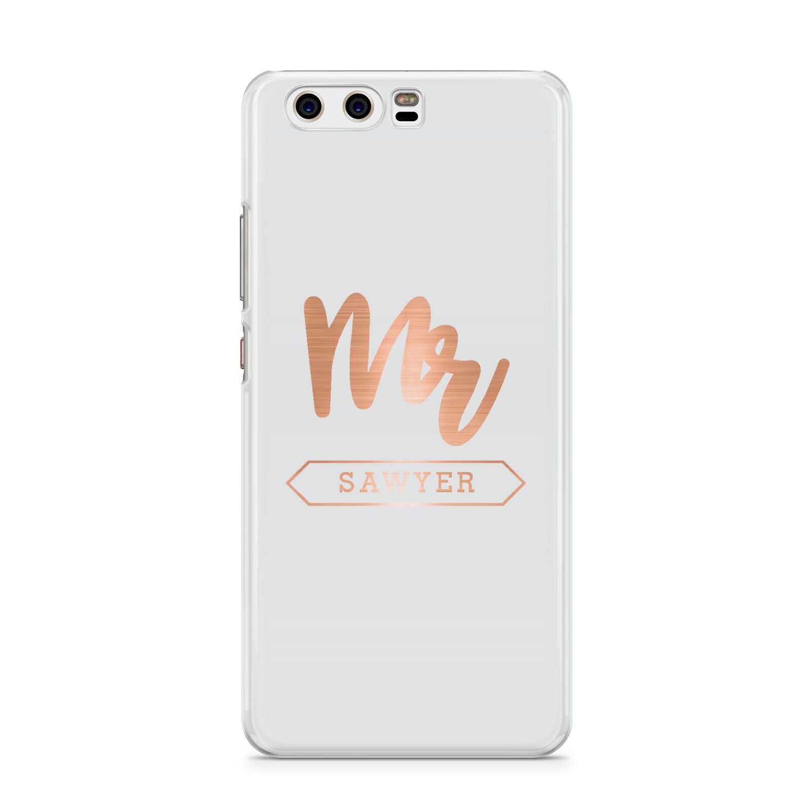 Personalised Rose Gold Mr Surname On Grey Huawei P10 Phone Case