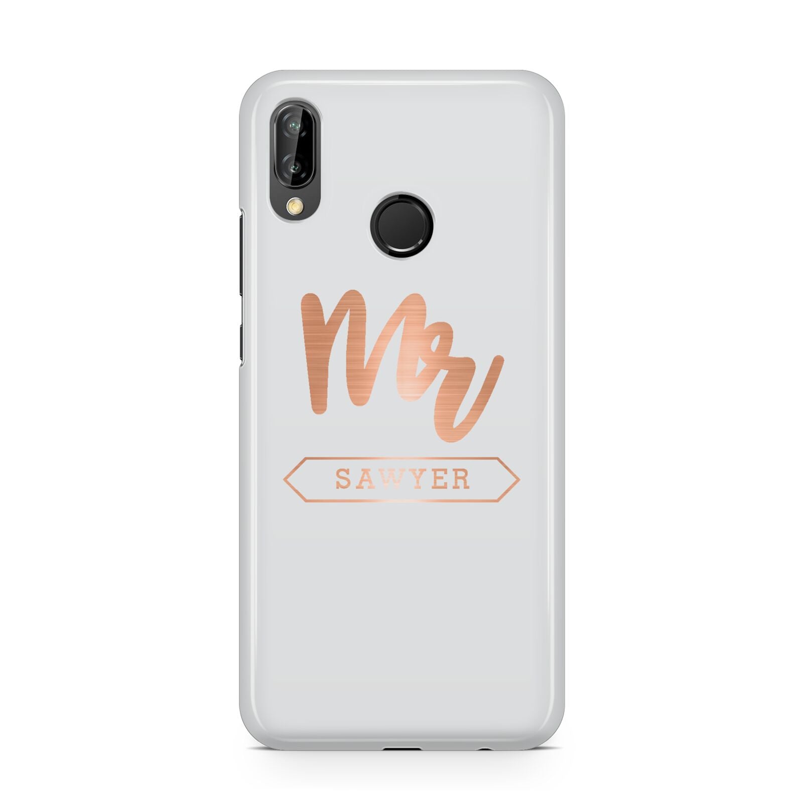 Personalised Rose Gold Mr Surname On Grey Huawei P20 Lite Phone Case