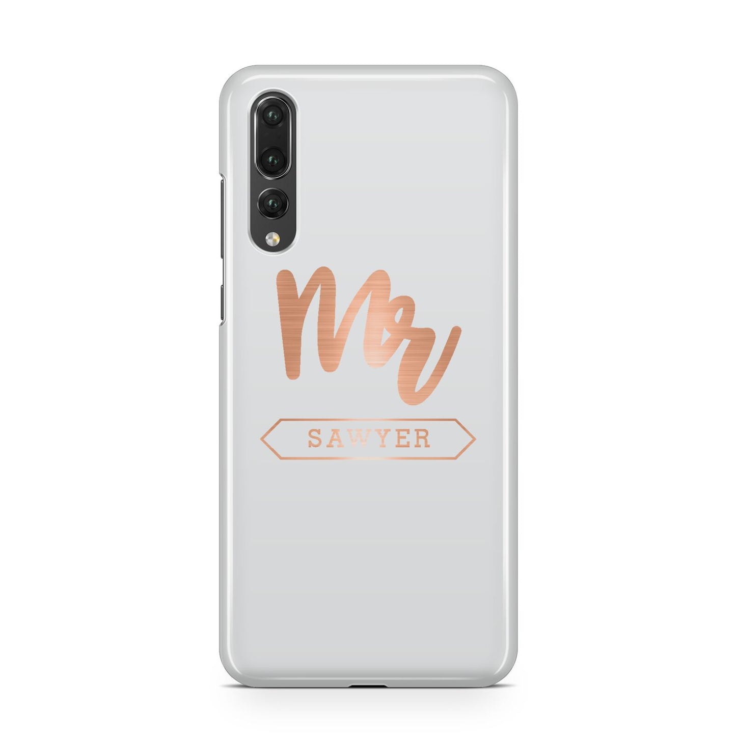 Personalised Rose Gold Mr Surname On Grey Huawei P20 Pro Phone Case