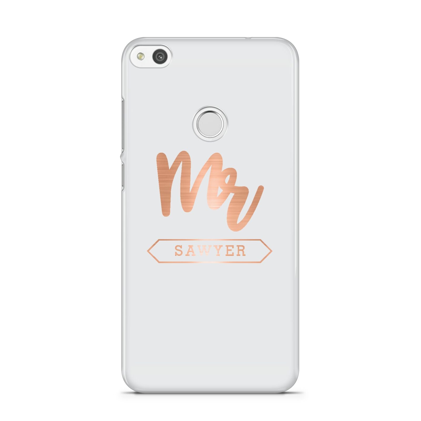 Personalised Rose Gold Mr Surname On Grey Huawei P8 Lite Case