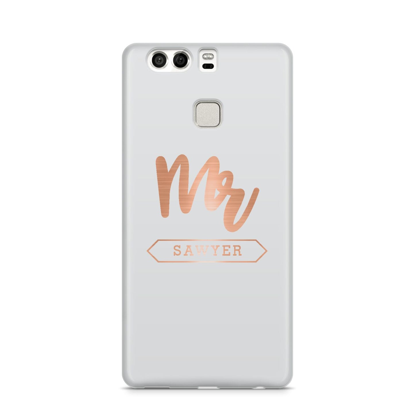 Personalised Rose Gold Mr Surname On Grey Huawei P9 Case