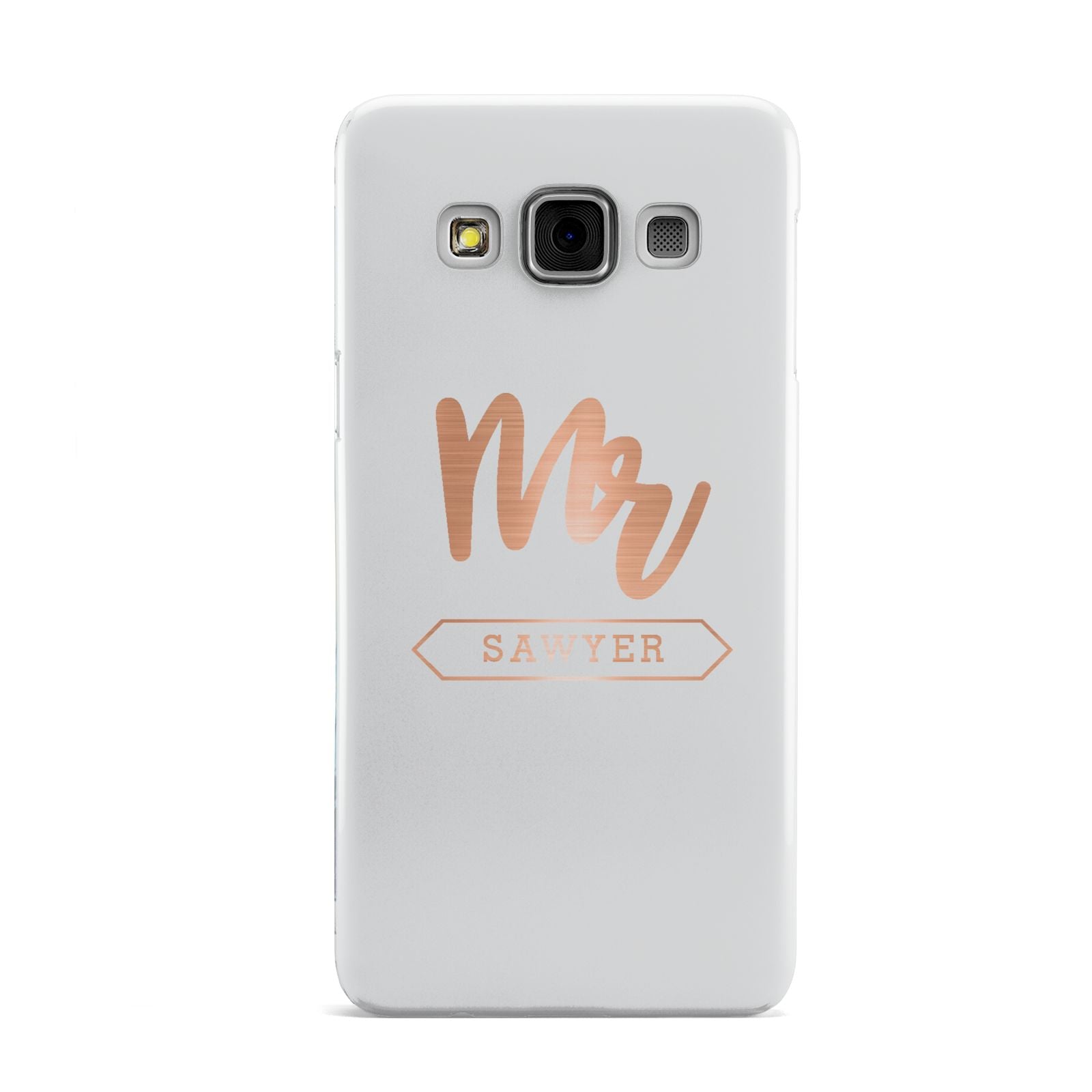 Personalised Rose Gold Mr Surname On Grey Samsung Galaxy A3 Case
