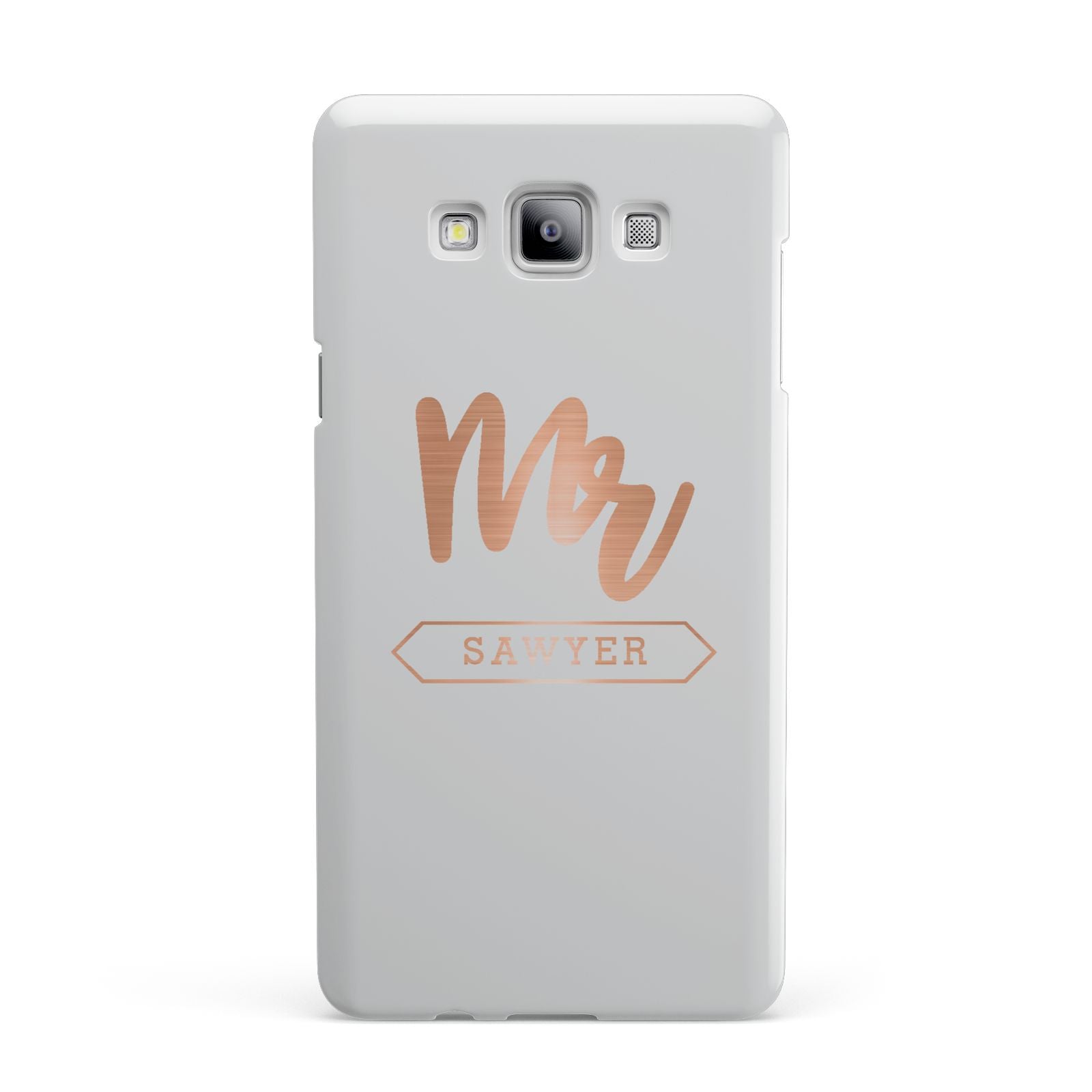 Personalised Rose Gold Mr Surname On Grey Samsung Galaxy A7 2015 Case