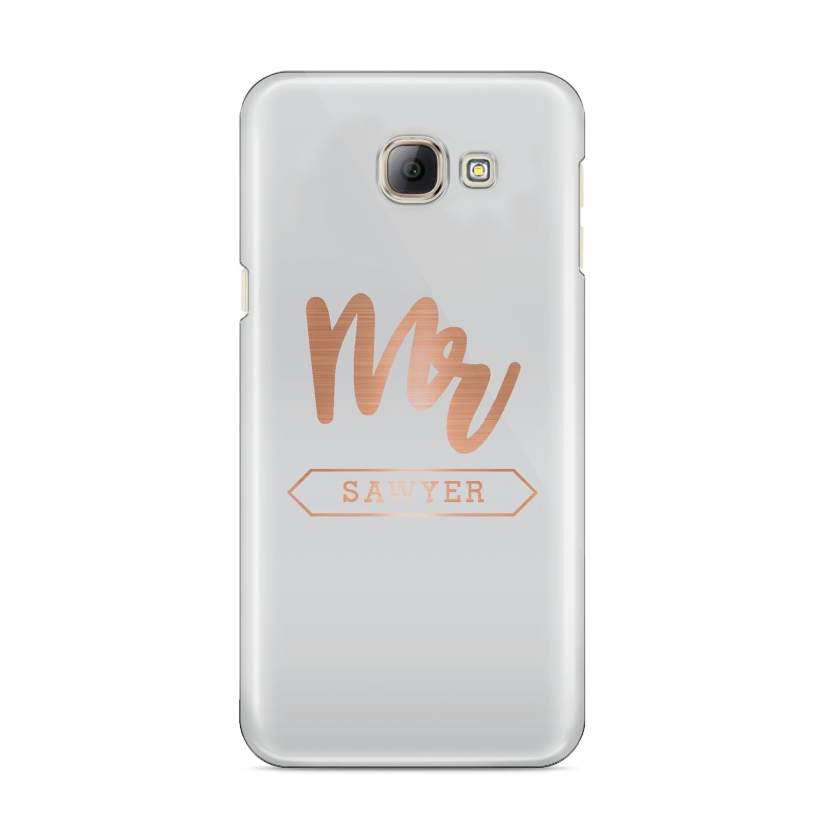 Personalised Rose Gold Mr Surname On Grey Samsung Galaxy A8 2016 Case
