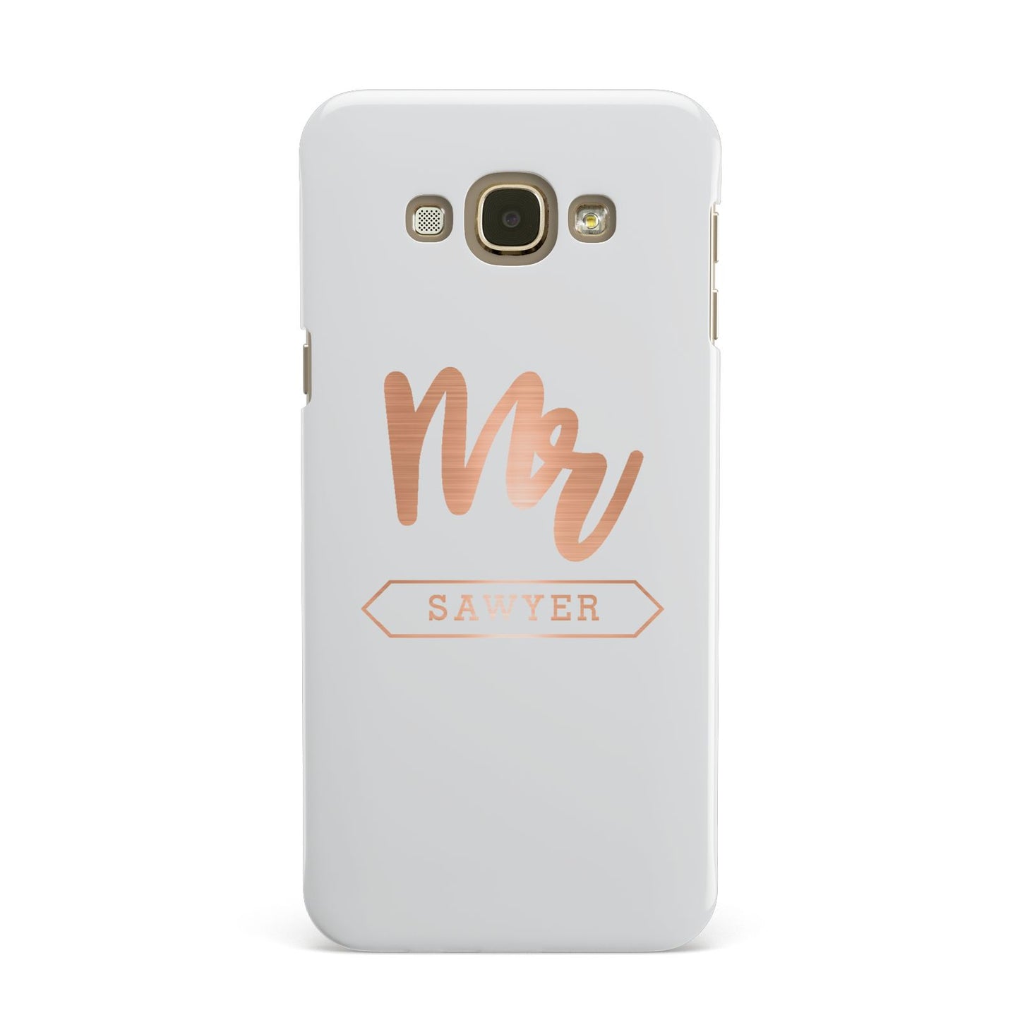 Personalised Rose Gold Mr Surname On Grey Samsung Galaxy A8 Case