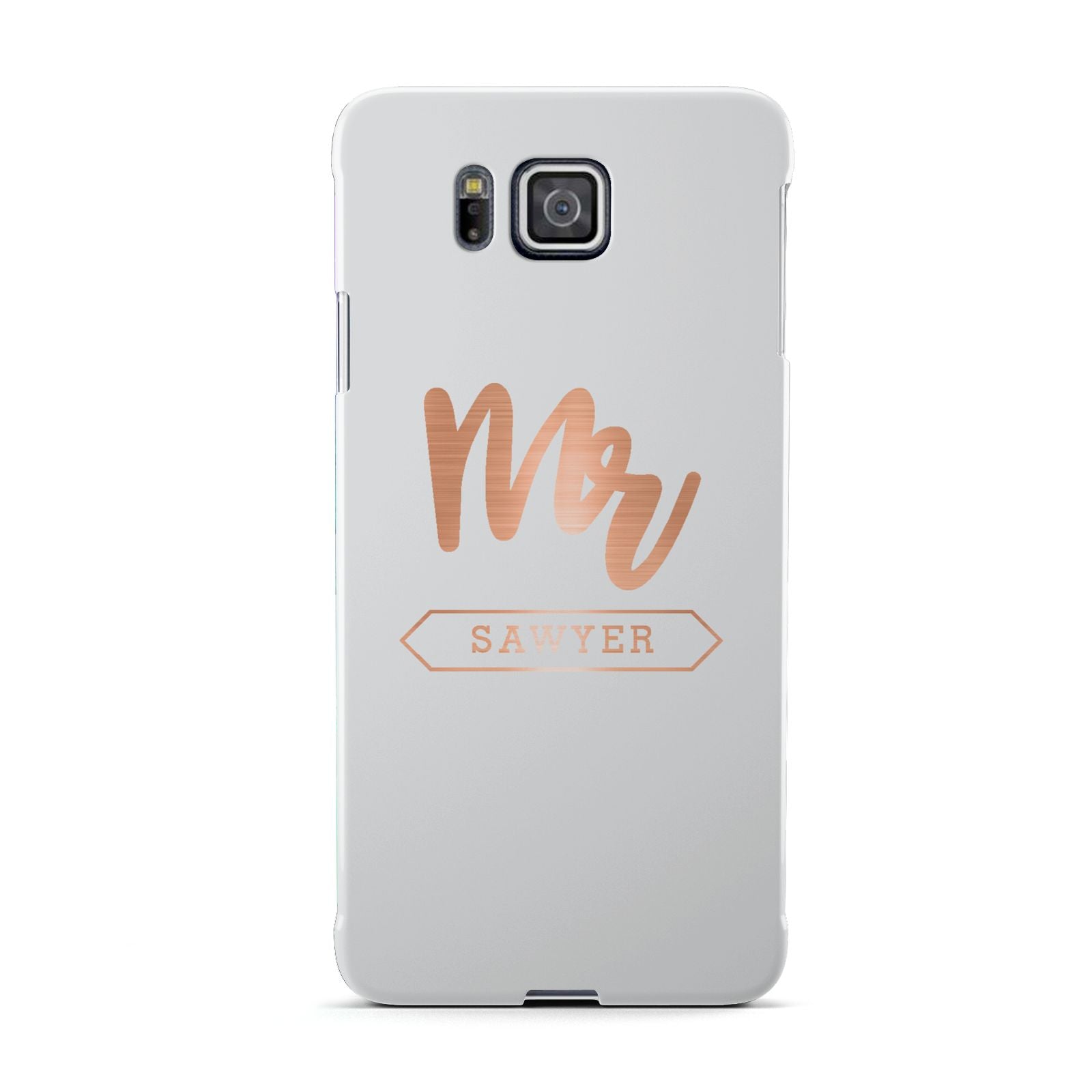 Personalised Rose Gold Mr Surname On Grey Samsung Galaxy Alpha Case