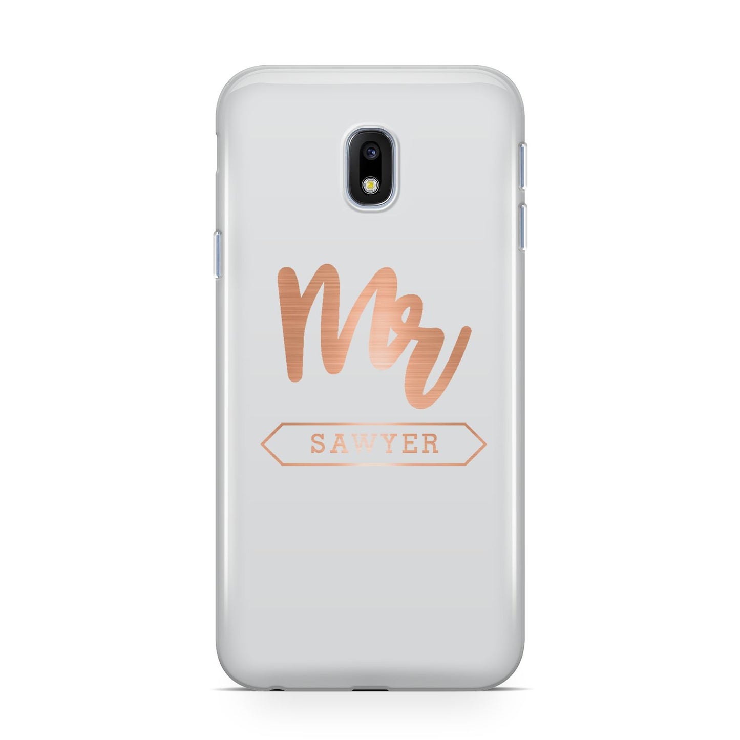 Personalised Rose Gold Mr Surname On Grey Samsung Galaxy J3 2017 Case