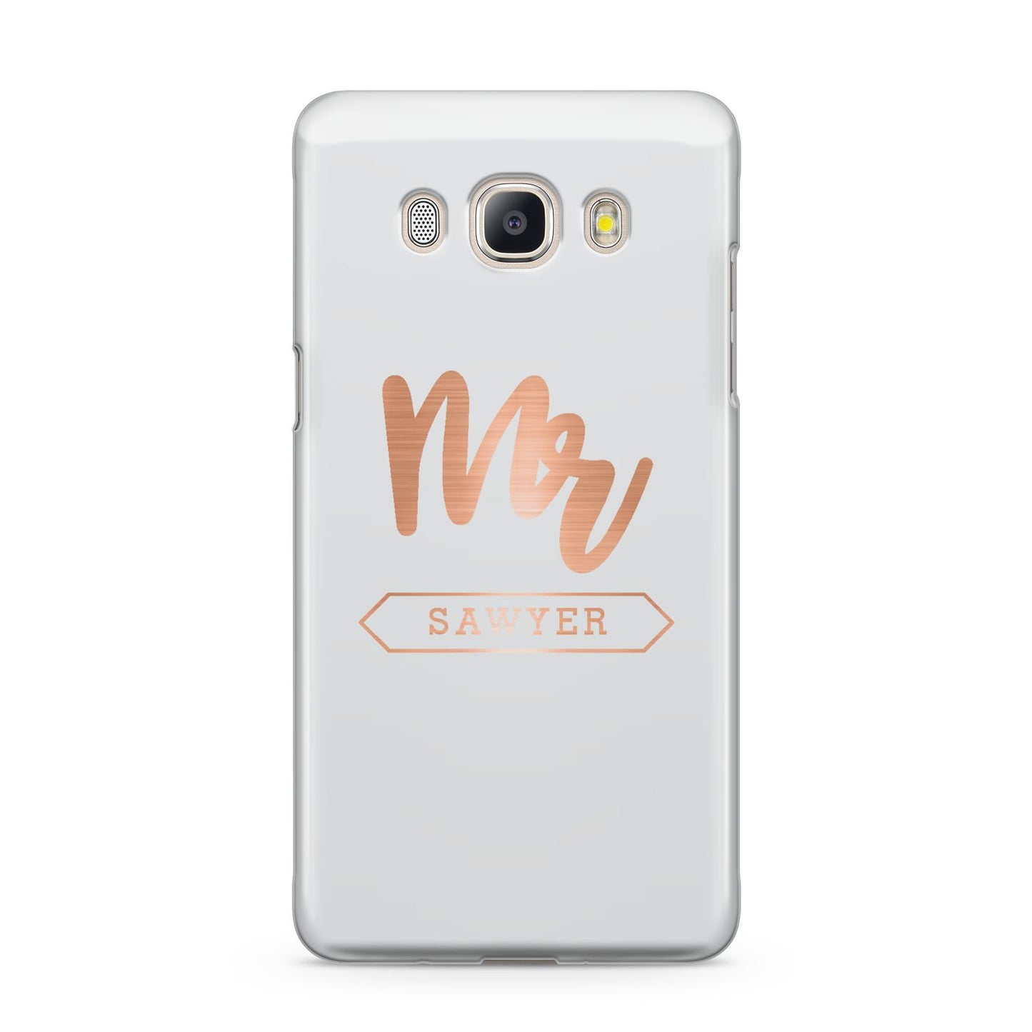 Personalised Rose Gold Mr Surname On Grey Samsung Galaxy J5 2016 Case