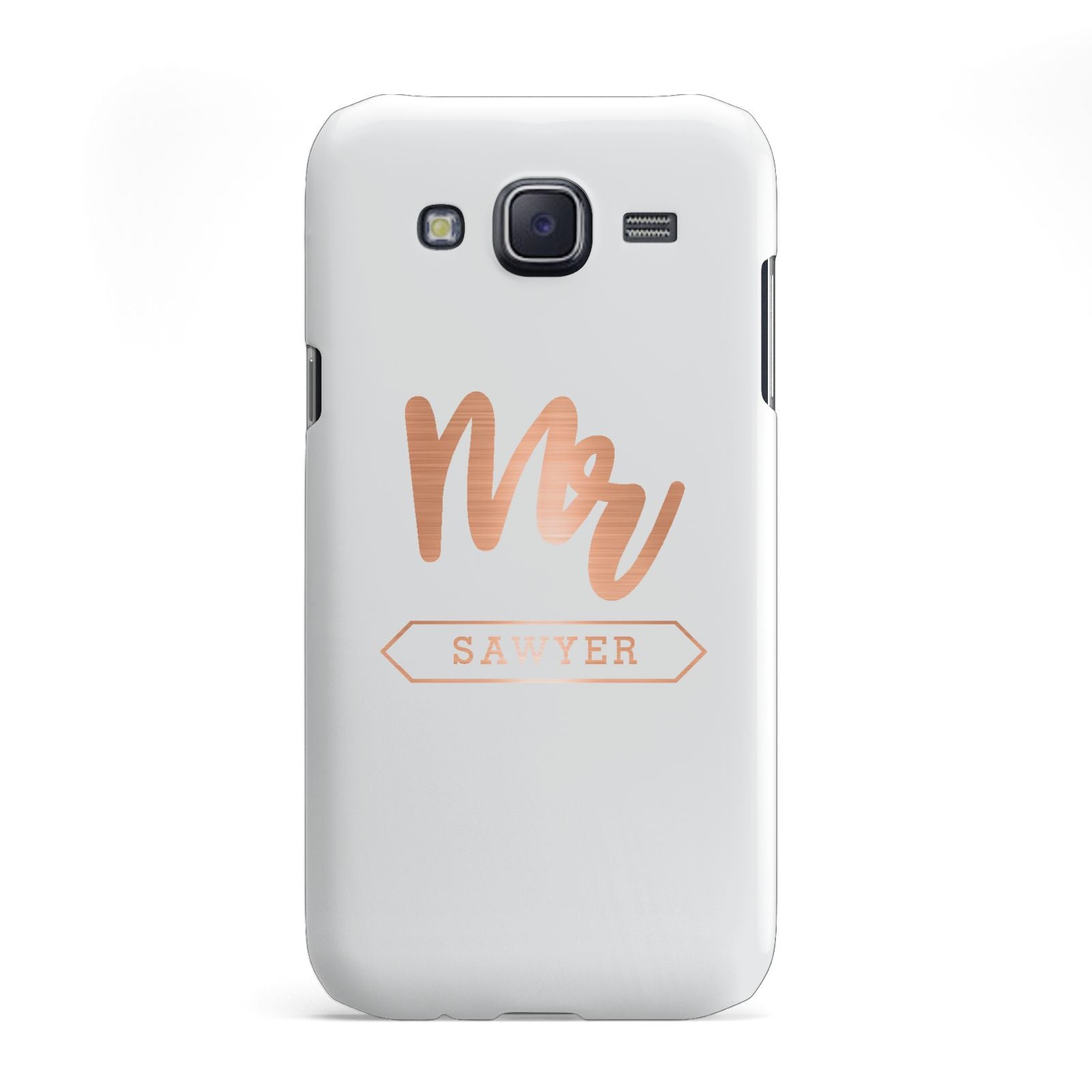 Personalised Rose Gold Mr Surname On Grey Samsung Galaxy J5 Case
