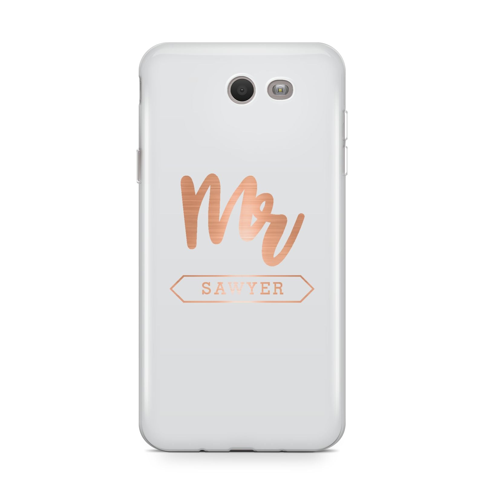 Personalised Rose Gold Mr Surname On Grey Samsung Galaxy J7 2017 Case