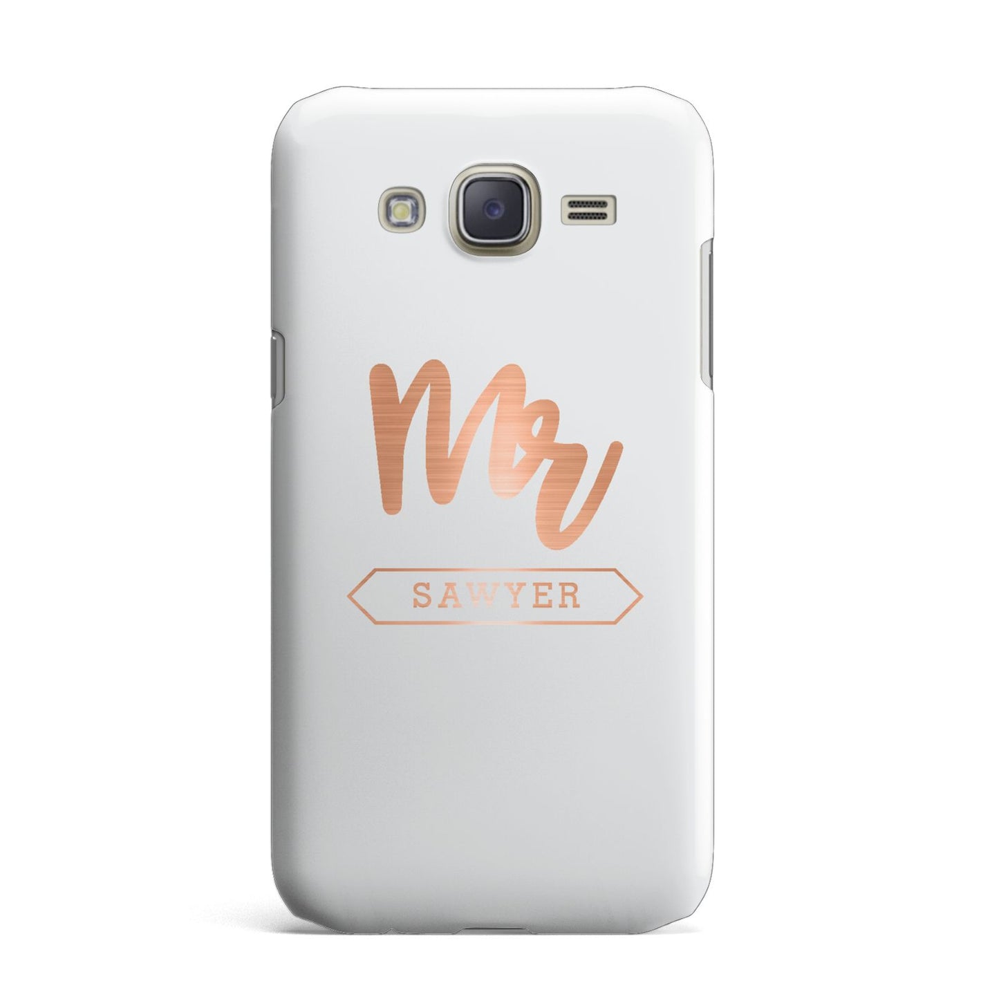 Personalised Rose Gold Mr Surname On Grey Samsung Galaxy J7 Case
