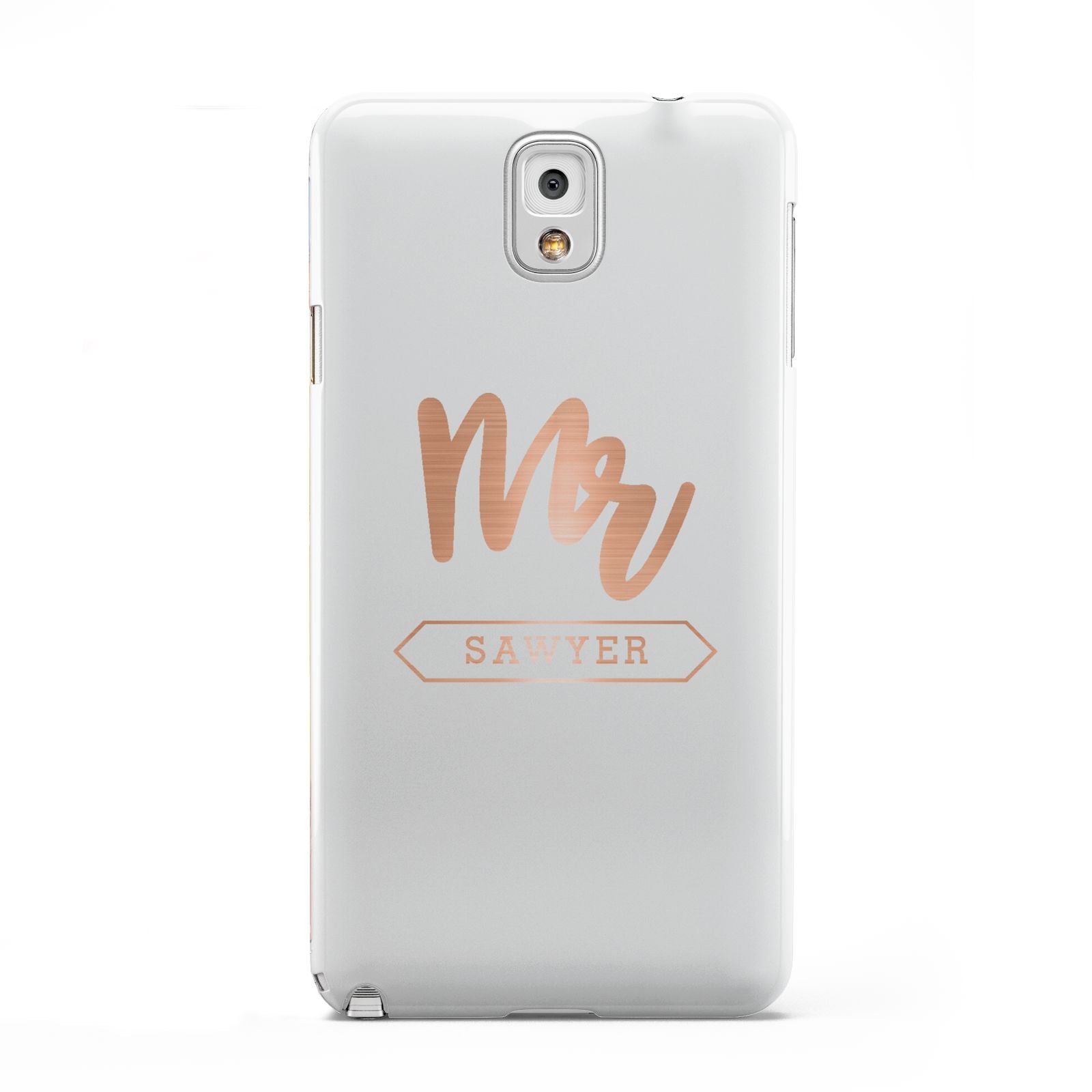 Personalised Rose Gold Mr Surname On Grey Samsung Galaxy Note 3 Case