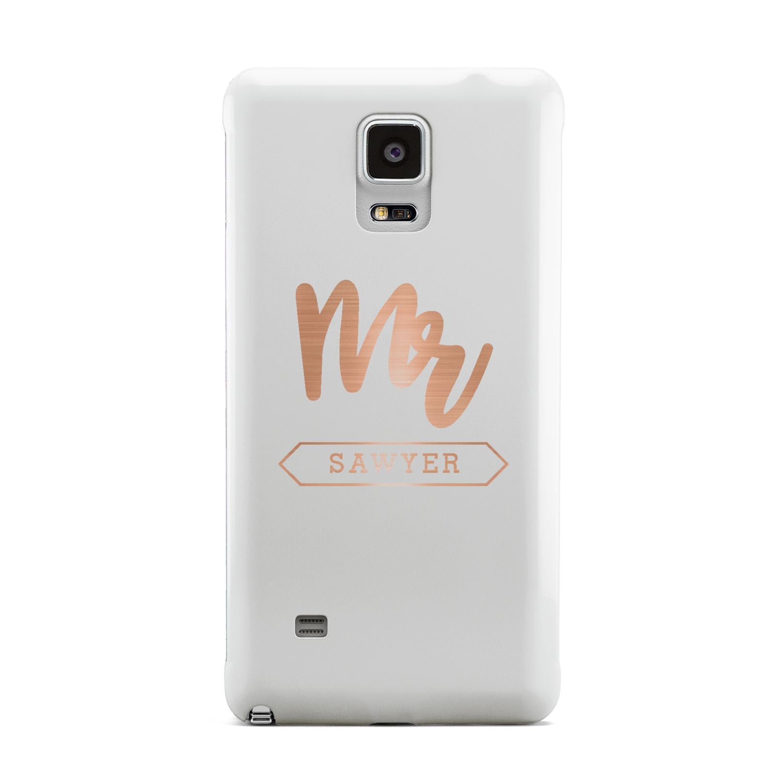 Personalised Rose Gold Mr Surname On Grey Samsung Galaxy Note 4 Case