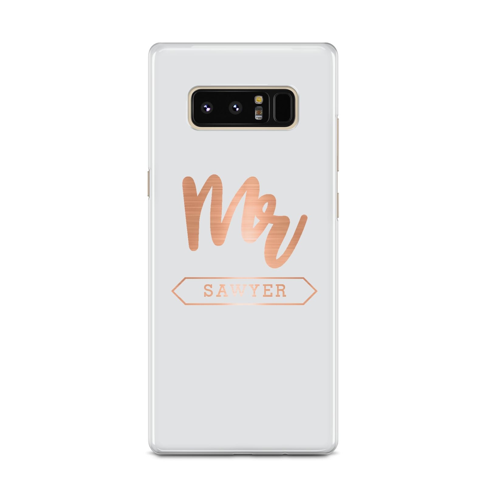 Personalised Rose Gold Mr Surname On Grey Samsung Galaxy Note 8 Case