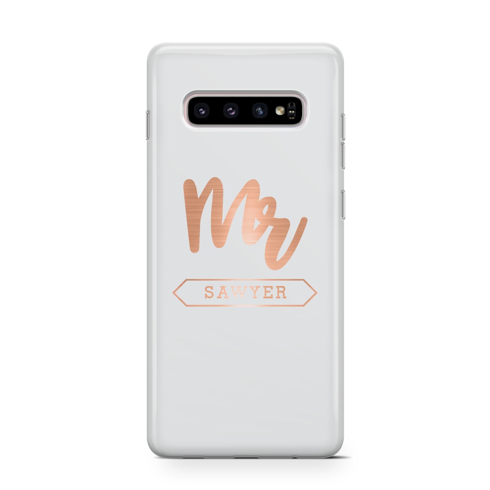 Personalised Rose Gold Mr Surname On Grey Samsung Galaxy S10 Case