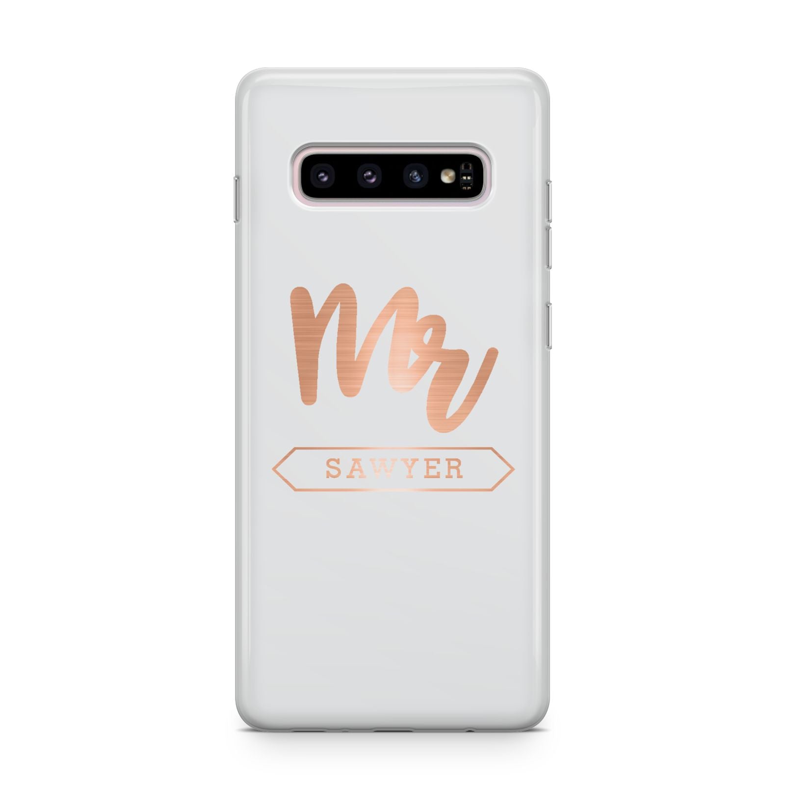 Personalised Rose Gold Mr Surname On Grey Samsung Galaxy S10 Plus Case