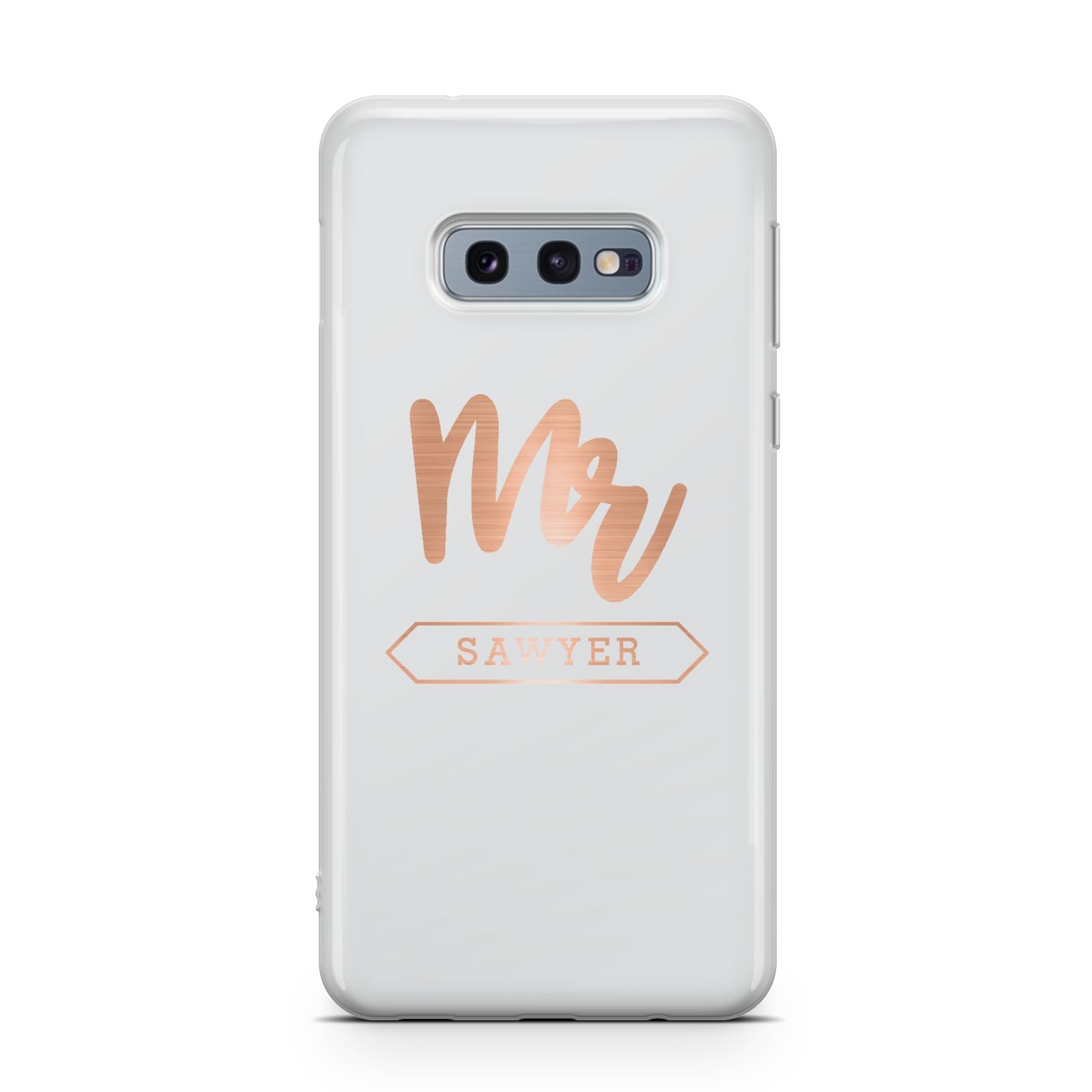 Personalised Rose Gold Mr Surname On Grey Samsung Galaxy S10E Case