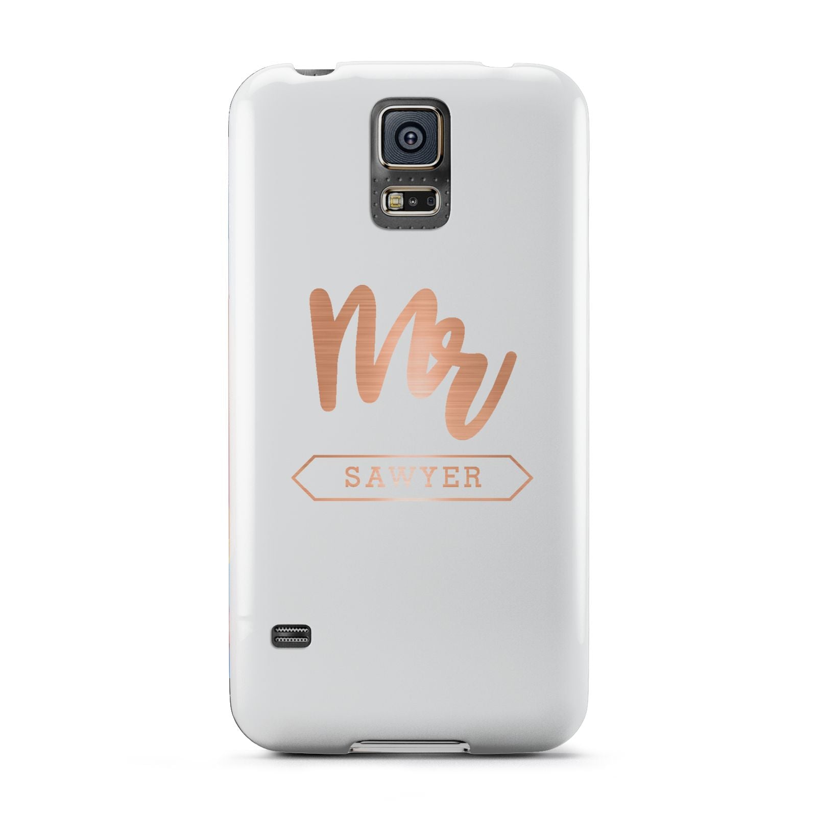 Personalised Rose Gold Mr Surname On Grey Samsung Galaxy S5 Case