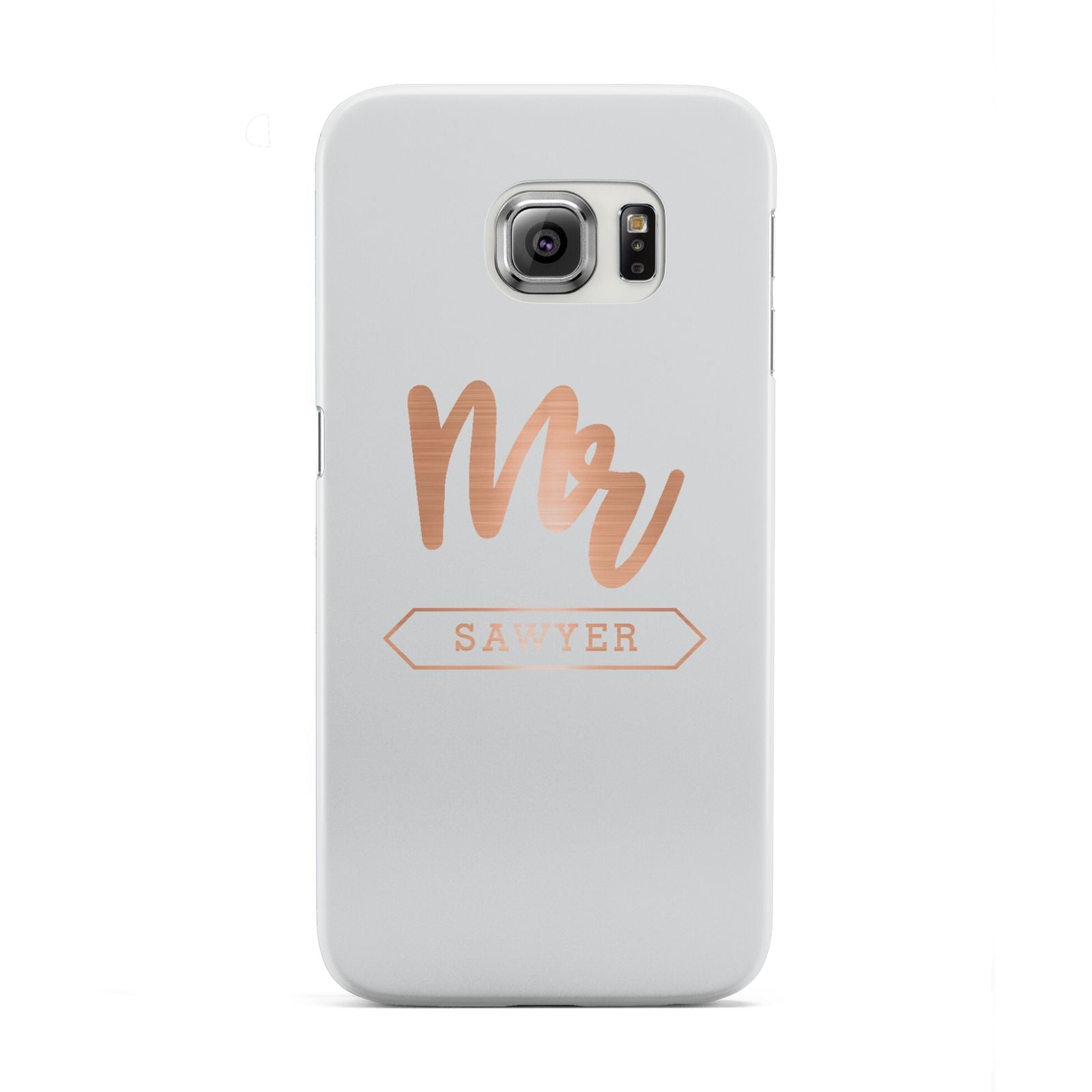 Personalised Rose Gold Mr Surname On Grey Samsung Galaxy S6 Edge Case