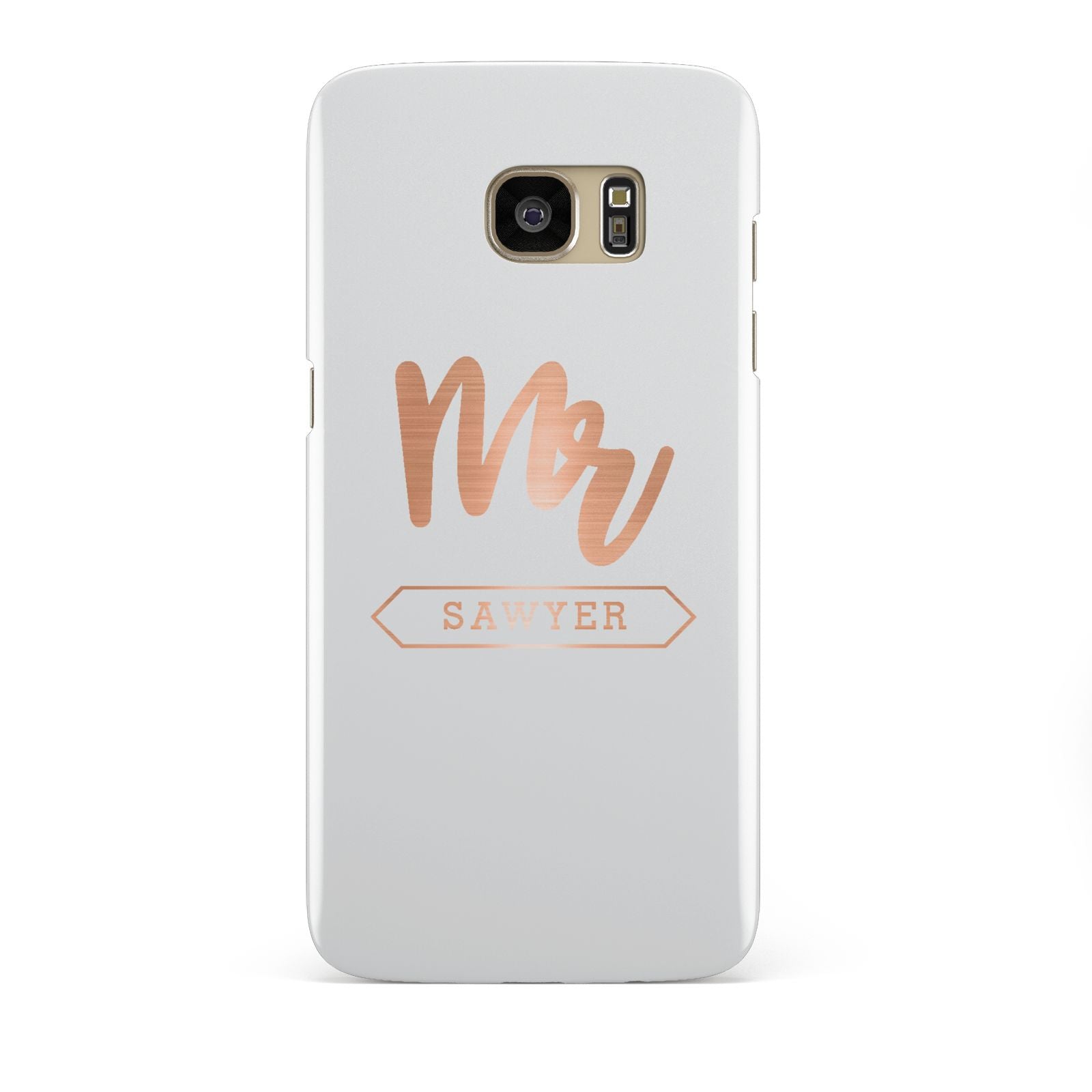Personalised Rose Gold Mr Surname On Grey Samsung Galaxy S7 Edge Case