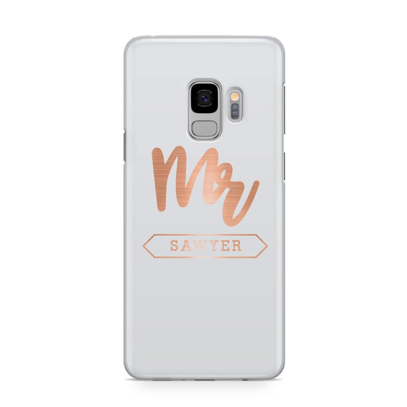 Personalised Rose Gold Mr Surname On Grey Samsung Galaxy S9 Case